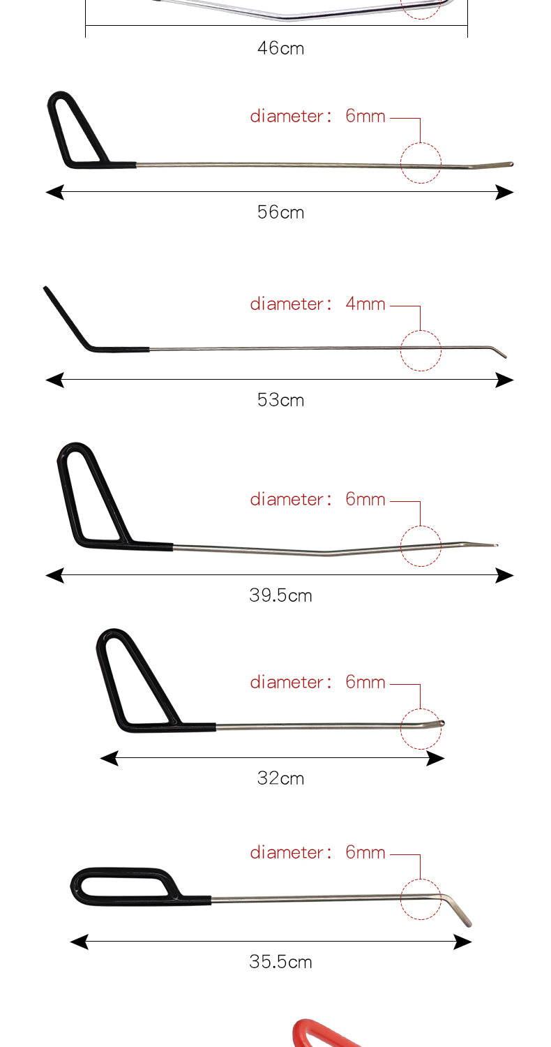 Set of Crowbars Pits, Bumps, Hail Pits, Roof Hooks, Sheet Metal Hooks, Car Dent Repair Tools